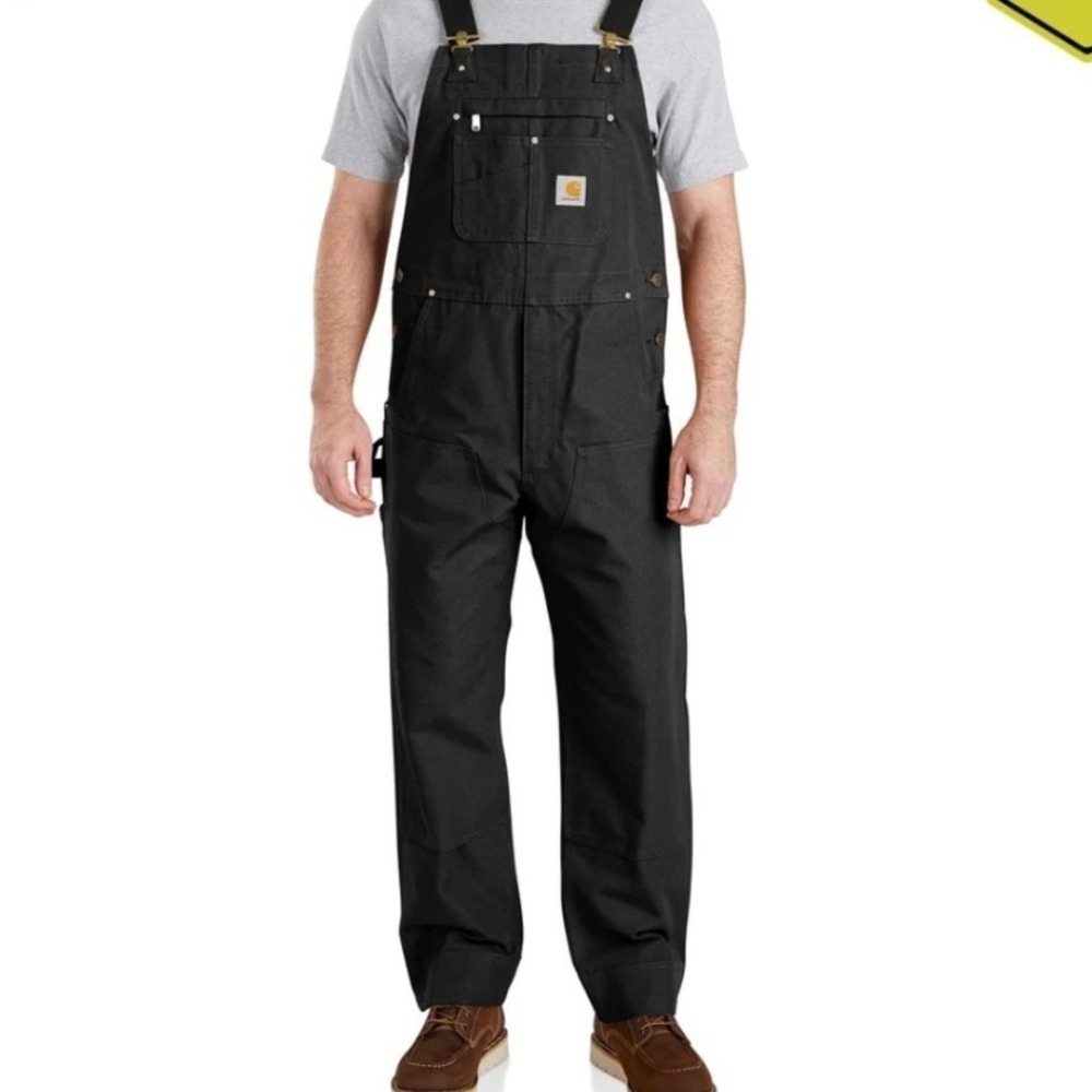 Carhartt Mens R01-M Relaxed Fit Duck Bib Overalls Black 38x30 Workwear Pants